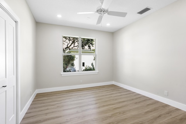 3333 Southern Cay Dr, Jupiter, FL 33477 - empty room with ceiling fan, light wood finished floors, recessed lighting, and baseboards
