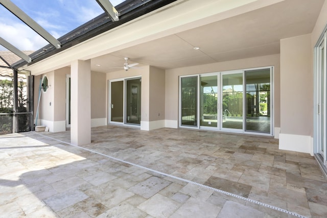 3333 Southern Cay Dr, Jupiter, FL 33477 - view of patio / terrace with a ceiling fan and a lanai