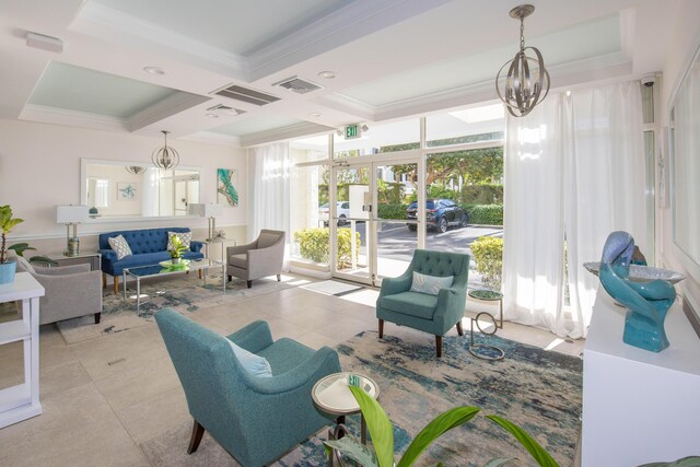 3230 S Ocean Blvd Unit D511, Palm Beach, FL 33480 - common area featuring crown molding, coffered ceiling, and beamed ceiling