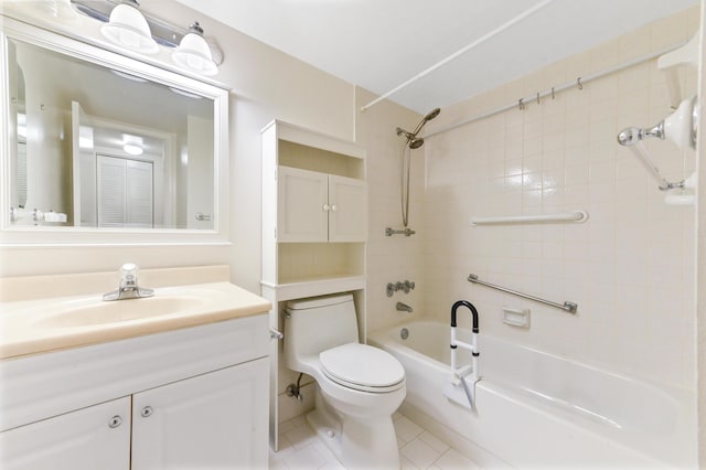 302 Knotty Pine Cir Unit D-1, Greenacres, FL 33463 - bathroom with toilet, shower / washtub combination, vanity, and tile patterned floors