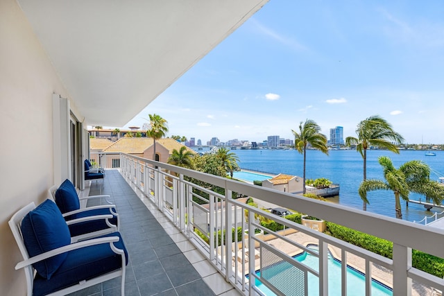 250 Bradley Pl Unit 408, Palm Beach, FL 33480 - balcony with a water view, a view of city, and view of pool
