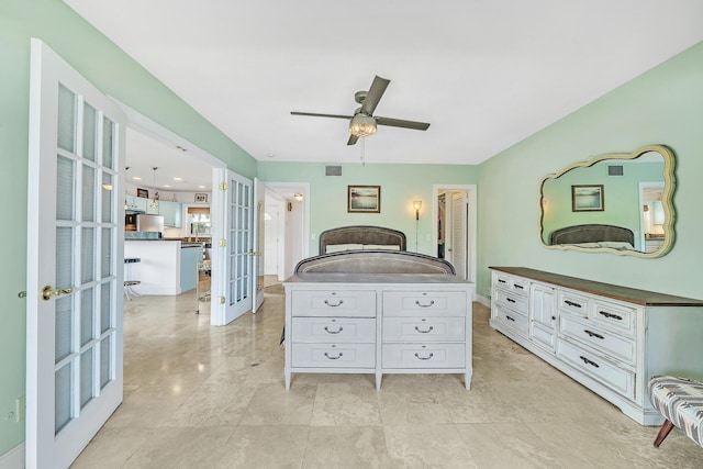 711 NE Harbour Ter Unit 4120, Boca Raton, FL 33431 - bedroom with french doors and ceiling fan