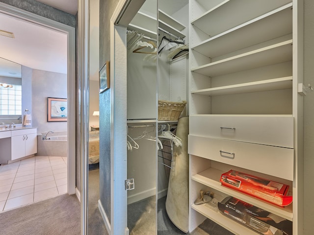5455 S Fountains Dr S, Lake Worth, FL 33467 - spacious closet featuring a sink, tile patterned floors, and carpet floors