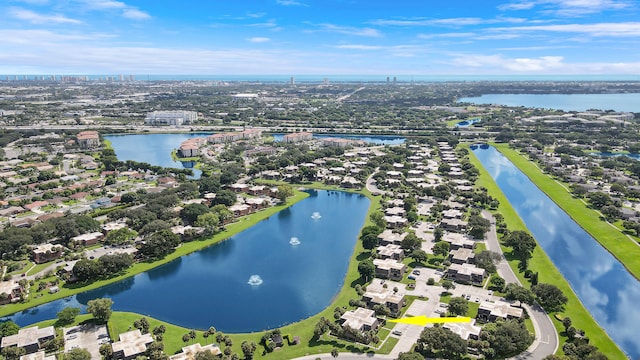 aerial view of a nearby body of water