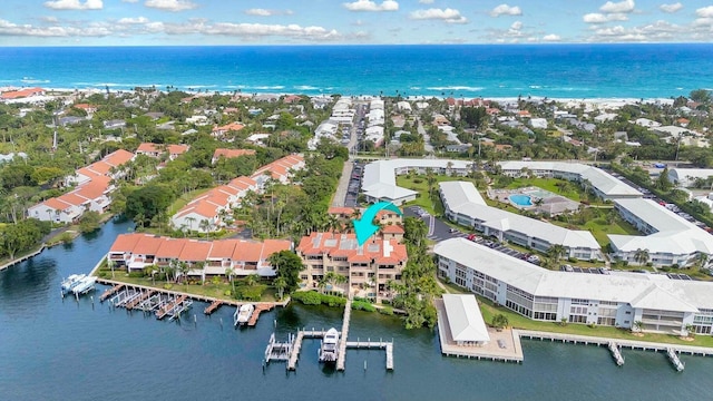 drone / aerial view of a large body of water