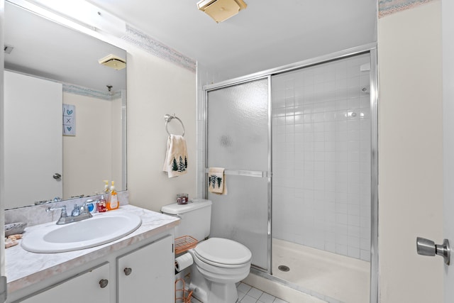 896 N Federal Hwy Unit 121, Lantana, FL 33462 - full bath featuring toilet, a stall shower, tile patterned flooring, and vanity