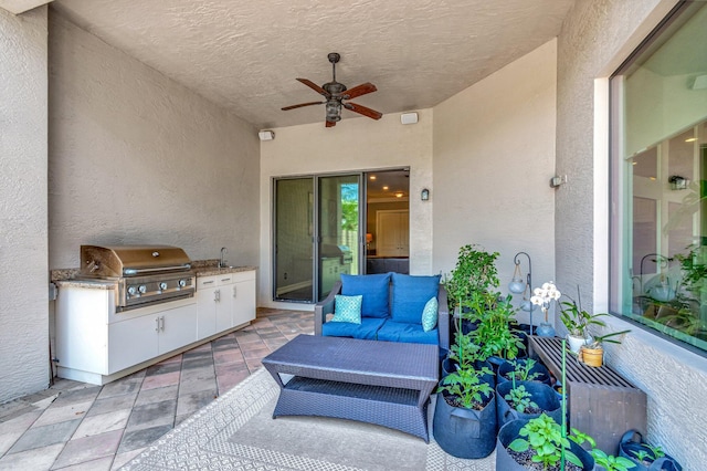 8979 Little Falls Way, Delray Beach, FL 33446 - view of patio featuring ceiling fan, outdoor lounge area, and a sink