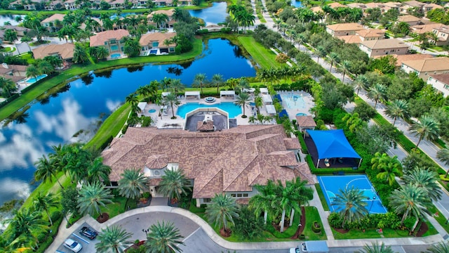 8979 Little Falls Way, Delray Beach, FL 33446 - aerial perspective of suburban area featuring a pool and a large body of water
