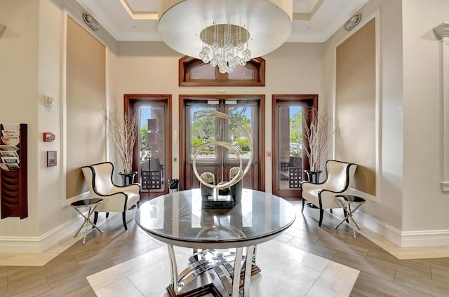 8979 Little Falls Way, Delray Beach, FL 33446 - foyer entrance featuring light wood-type flooring, a chandelier, and baseboards
