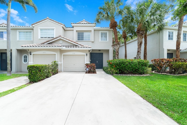 4718 NW 59th Mnr, Coconut Creek, FL 33073 - multi unit property featuring driveway, stucco siding, a garage, a tiled roof, and a front yard