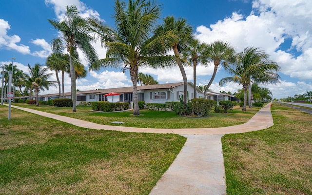 view of home's community with a yard