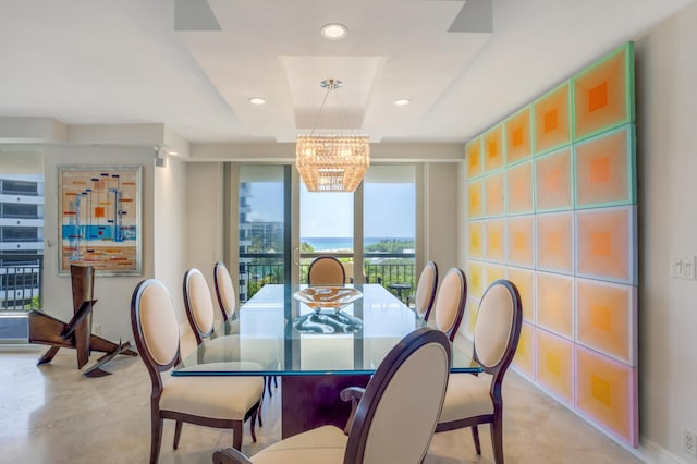 901 E Camino Real Unit 7C, Boca Raton, FL 33432 - dining room featuring a chandelier and recessed lighting