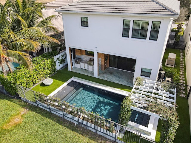 16323 Pantheon Pass, Delray Beach, FL 33446 - rear view of property featuring a tiled roof, stucco siding, a patio, and area for grilling