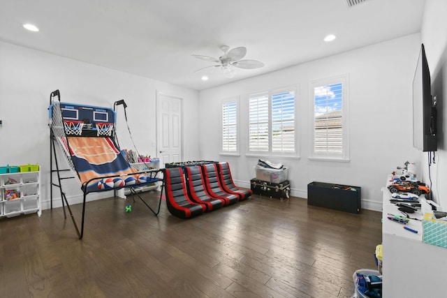 16323 Pantheon Pass, Delray Beach, FL 33446 - living area with ceiling fan, recessed lighting, hardwood / wood-style flooring, and baseboards