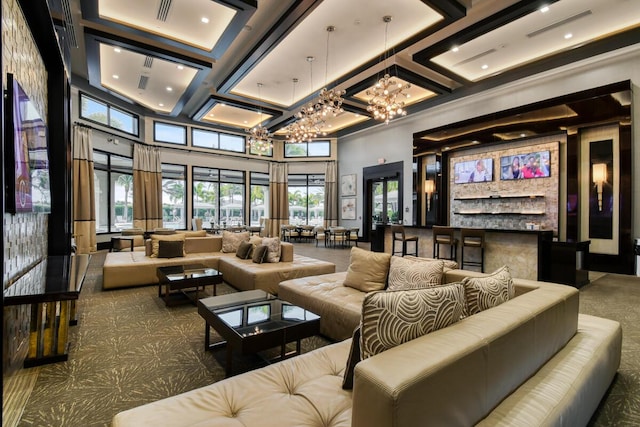 16323 Pantheon Pass, Delray Beach, FL 33446 - community lobby featuring a towering ceiling, coffered ceiling, and recessed lighting
