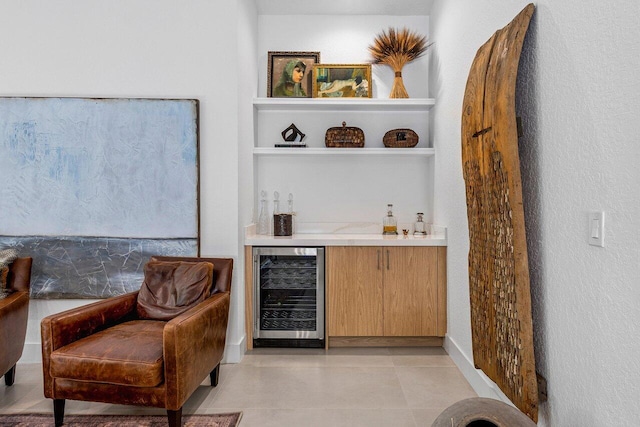 1175 Sea Grape Cir, Delray Beach, FL 33445 - indoor dry bar featuring wine cooler and light tile patterned floors