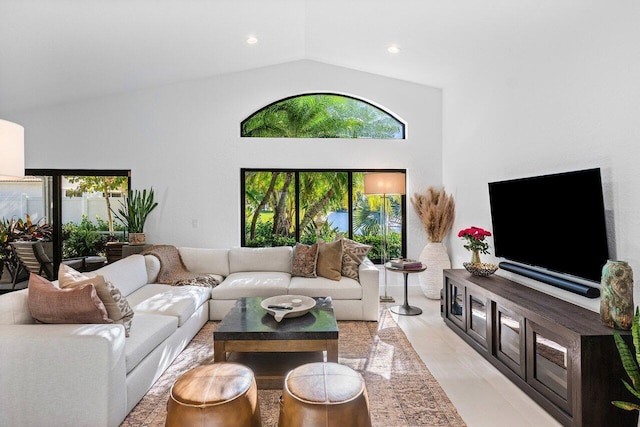1175 Sea Grape Cir, Delray Beach, FL 33445 - living room with lofted ceiling and recessed lighting