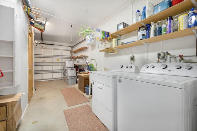 1401 Shore Dr, Lake Clarke Shores, FL 33406 - clothes washing area with independent washer and dryer and a garage