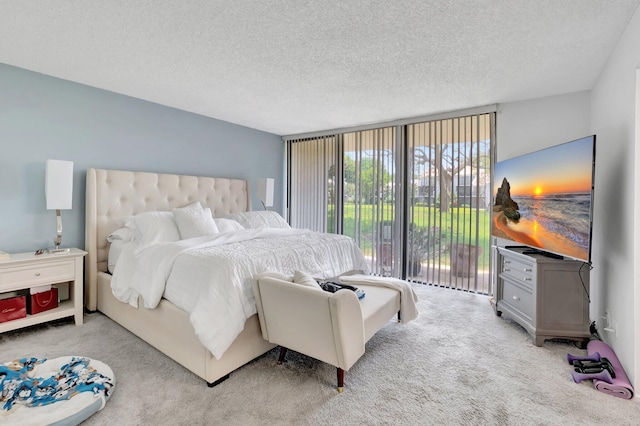 903 Bridgewood Pl, Boca Raton, FL 33434 - bedroom with carpet, access to outside, a textured ceiling, and a wall of windows