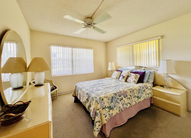 100 Sheffield E, West Palm Beach, FL 33417 - bedroom with carpet, a textured ceiling, and ceiling fan