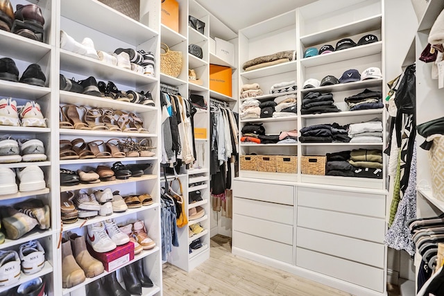 spacious closet with light wood-style floors