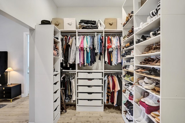 spacious closet with wood finished floors