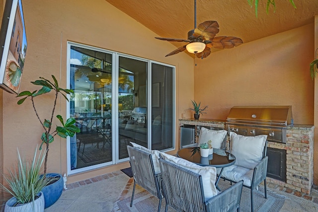 view of patio / terrace featuring ceiling fan, grilling area, and area for grilling