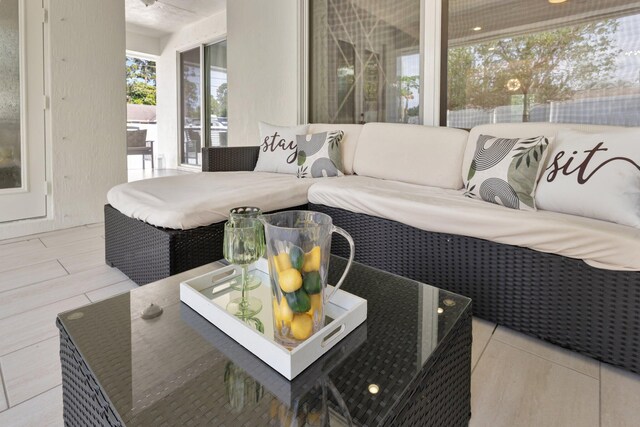 view of patio / terrace with an outdoor living space and outdoor dining space