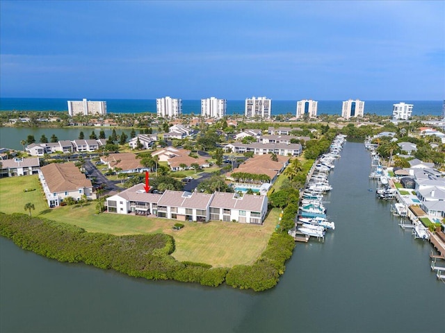 drone / aerial view of a large body of water