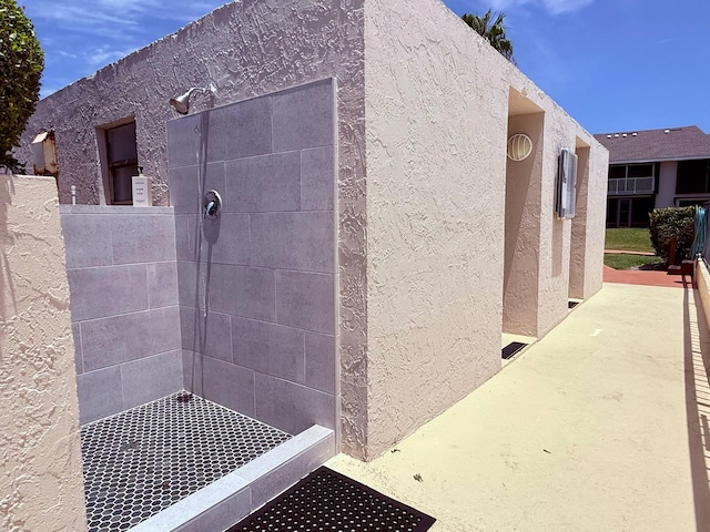 view of home's exterior with stucco siding
