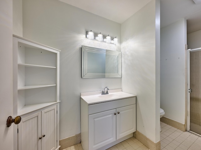151 Meadows Dr, Boynton Beach, FL 33436 - bathroom with vanity, a shower stall, toilet, and tile patterned flooring