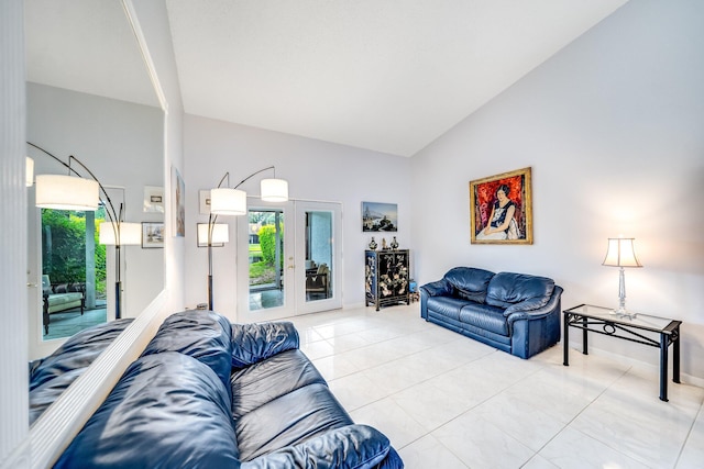 8735 Boca Glades Blvd W Unit D, Boca Raton, FL 33434 - living room with healthy amount of natural light, high vaulted ceiling, and french doors
