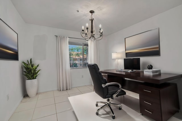 5952 Regal Glen Dr Unit 204, Boynton Beach, FL 33437 - office featuring a chandelier and light tile patterned floors