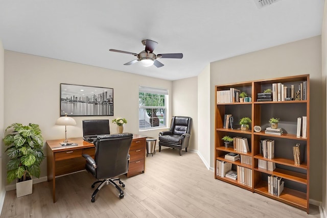 9226 Dupont Pl, Wellington, FL 33414 - office space featuring light wood finished floors, baseboards, and ceiling fan