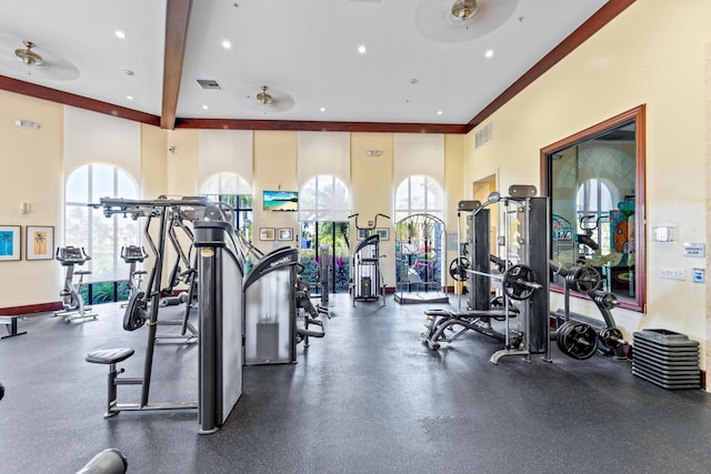 9226 Dupont Pl, Wellington, FL 33414 - exercise room with plenty of natural light and recessed lighting