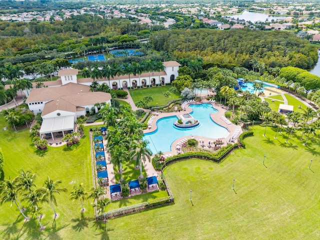 9226 Dupont Pl, Wellington, FL 33414 - drone / aerial view of a pool area and a large body of water