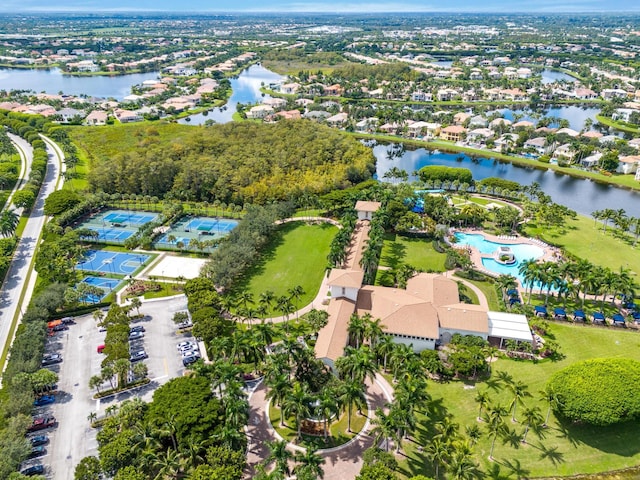 9226 Dupont Pl, Wellington, FL 33414 - aerial overview of property's location with a large body of water, a pool area, and nearby suburban area