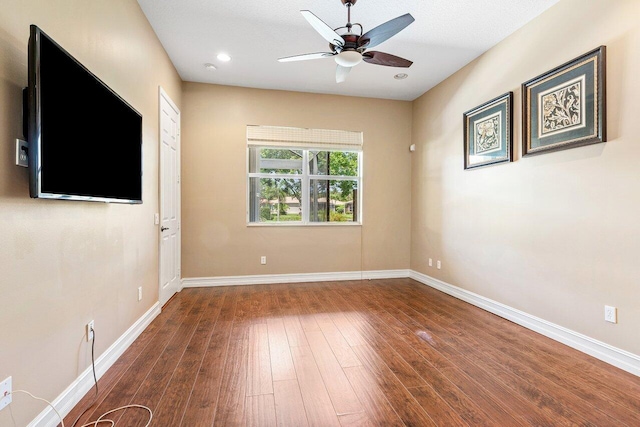 10887 Summerville Way, Boynton Beach, FL 33437 - empty room with ceiling fan, wood finished floors, and baseboards