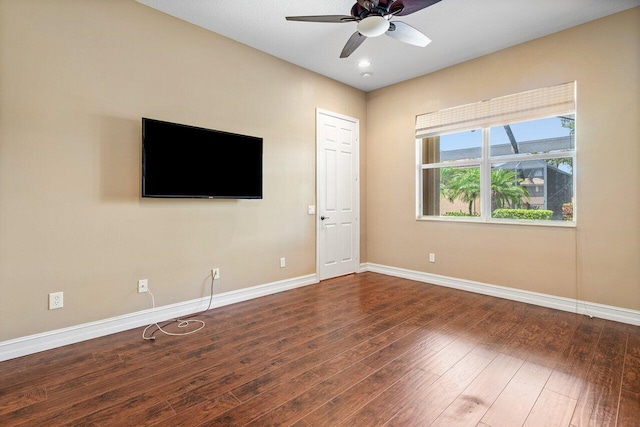 10887 Summerville Way, Boynton Beach, FL 33437 - unfurnished bedroom featuring baseboards, wood finished floors, and a ceiling fan