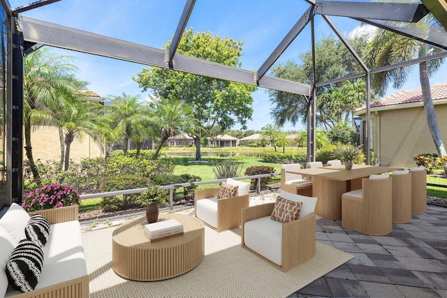 10887 Summerville Way, Boynton Beach, FL 33437 - view of patio with outdoor lounge area and a lanai