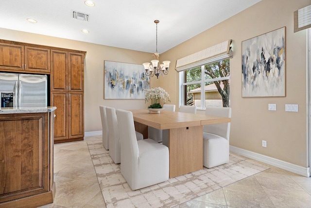 10887 Summerville Way, Boynton Beach, FL 33437 - dining space featuring baseboards, a chandelier, and recessed lighting