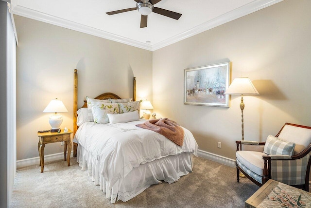 9037 Golden Mountain Cir, Boynton Beach, FL 33473 - carpeted bedroom featuring baseboards, ornamental molding, and a ceiling fan