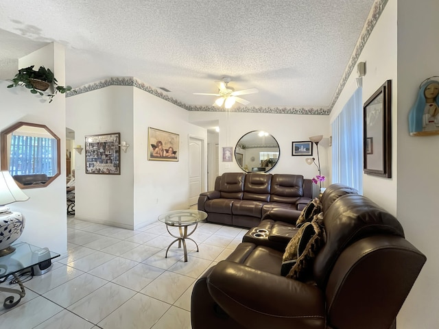 13824 SW 156th St, Miami, FL 33177 - living room featuring a textured ceiling and ceiling fan