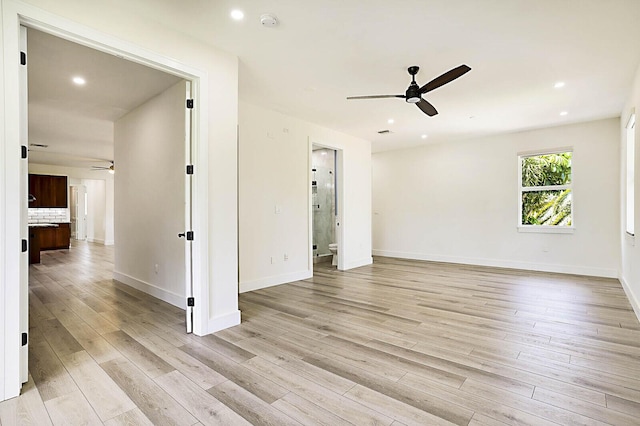 2510 Lake Dr N, Boynton Beach, FL 33435 - empty room with ceiling fan, light wood-style flooring, baseboards, and recessed lighting