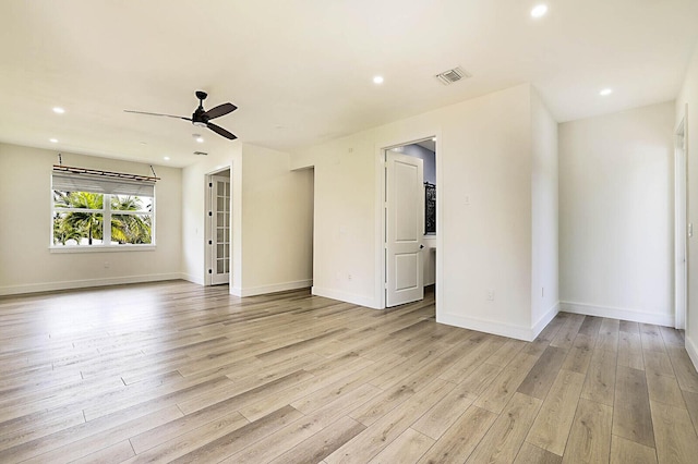 2510 Lake Dr N, Boynton Beach, FL 33435 - unfurnished room featuring light wood finished floors, ceiling fan, recessed lighting, and baseboards