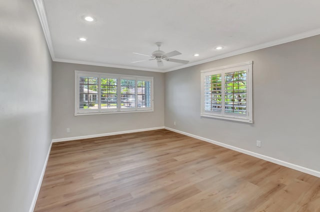10095 45th Ter S Unit 443, Boynton Beach, FL 33436 - empty room featuring ornamental molding, healthy amount of natural light, baseboards, a ceiling fan, and recessed lighting