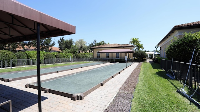 7779 Butera Plz, Delray Beach, FL 33446 - view of swimming pool featuring a bocce ball area, fence, and a gazebo