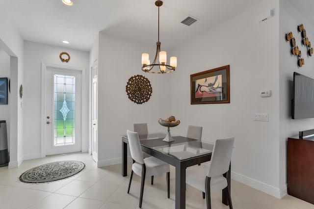 7779 Butera Plz, Delray Beach, FL 33446 - dining room featuring a chandelier, baseboards, recessed lighting, and light tile patterned floors