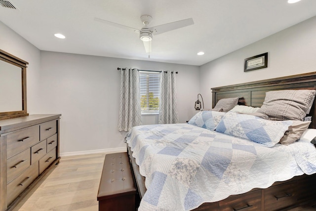 2556 Marshfield Ct, Port Saint Lucie, FL 34953 - bedroom featuring light wood-style floors, recessed lighting, baseboards, and a ceiling fan