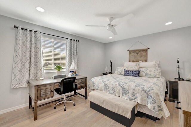 2556 Marshfield Ct, Port Saint Lucie, FL 34953 - bedroom with baseboards, light wood-type flooring, a desk, recessed lighting, and ceiling fan